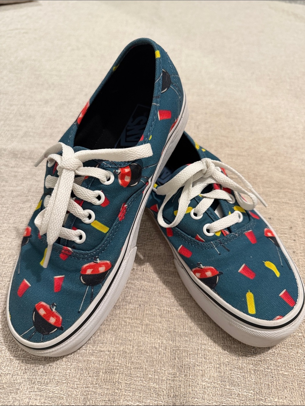 Vans Canvas Sneakers with Red & Yellow BBQ Print